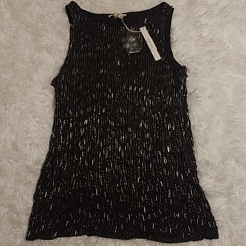 NWT renzo+kai Bugle Bead Top Silk Lined Interior Size Small - ONE OF A KIND